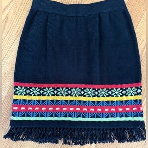 Hanna Andersson BLACK Skirt Colorful Fair Isle Nordic Pattern cotton sz 120 6/8